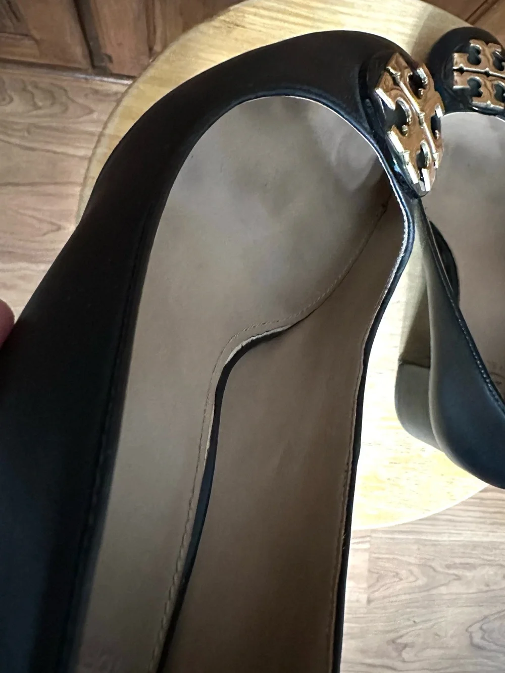 Tory Burch Black Leather 2” Block Heel Pumps 7